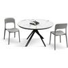 PAZZO DESIGN Tavolo Rotondo Allungabile Adelaide, Tavolo Cucina E Sala Da Pranzo, Gambe Incrociate Nere, Piano Color Marmo Bianco Statuario, Made in Italy, da 120 a 170 cm - id_2282