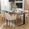 Chleby Set di 4 Sedie da pranzo in velluto Elegante Poltrona con motivo a rombi schienale, Sedia da cucina, Grande sedia da soggiorno, Sedia con braccioli e gambe in metallo, Beige