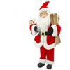 Generico Statuetta Pupazzo di Babbo Natale SCIATORE con Carillon, Decorazione Natalizia con Movimento Rosso Bianco Lana Pelliccia 45cm Personaggio Peluche Statuina Decorativa