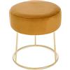 Yellowshop, Pouf Sgabello in Velluto CLARA, Ø 35 x H40 cm, Giallo Ocra, con Gambe in Metallo Oro