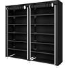 LANTUS Armadio Guardaroba Con Barre Porta Abiti,Organizzatore Portascarpe Mobiletto Bagno Ingresso, Armadio in Tessuto Pieghevole Guardaroba in Tessuto,120 * 30 * 110 cm - nero puro