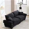 Zepneiy Divano a due posti con design minimalista moderno, copriletto, comodo e spazioso, in tessuto velluto, adatto per soggiorno, camera da letto, ufficio, colore nero