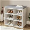 Hzuaneri Panca Scarpiera, Scaffale Portascarpe a 6 Scomparti, Panca Portascarpe Regolabile, Panche contenitore per Ingresso, Corridoio, Soggiorno, Camera da letto, Bianco e Grigio SB09903X