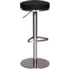 FineBuy Sgabello da Bar Acciaio Inox Nero, Regolabile in Altezza 57-82 cm | sedia da bar girevole a 360° con base, sgabello da banco imbottito, sgabello bistrot per cucina e bancone
