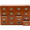 SanBouSi Mini cassettiera con 16 cassetti, vintage, in legno, per farmacia, scrivania, per decoupage e decorazione, marrone