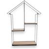 Generic Mensola Bacheca In Metallo e Legno a Forma di Casa, Tre Ripiani Richiudibile in Legno Shabby Chic Decorazione Casa Angolo Foto 63.5x46x12 cm
