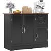 GIANTEX Madia Soggiorno Moderna, Credenza Cucina Isola, Armadietto a Buffet con 2 Cassetti e Ripiano Regolabile,Mobiletto Armadietto Multiuso per Soggiorno, Cucina, Ufficio，100x40x78 cm (Nero)