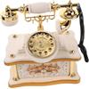 VICASKY Carillon Telefonico d'Epoca Statuetta da Scrivania Telefono retrò a Disco in ABS Bianco Decorazione Vintage per Casa Ufficio Bar Regalo Anniversario