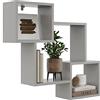 KUBUTKU Scaffale decorativo da parete con 3 ripiani 78 x 71 x 18 cm design scandinavo moderno per soggiorno cucina ufficio camera da letto bagno mensola da appendere libreria (grigio)