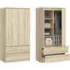 KUBUTKU Armadio grande con 2 ante, 2 cassetti, 4 ripiani e appendiabiti, armadio multiuso, 180 x 90 x 50,5 cm (Sonoma)