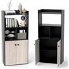 KOMFOTTEU Libreria Verticale in Legno con Armadio a Ante e 2 Ripiani Aperti, Libreria Scaffale, 60 x 30 x 140 cm (Nero)