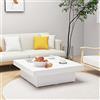 ZQQLVOO Tavolino da caffè bianco moderno in rovere con elegante superficie opaca per soggiorno funzionale, 90 x 90 x 28 cm, in legno