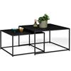 IDMarket - Set di 2 tavolini DAVIS 60/70 in metallo nero opaco, design industriale