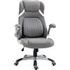Vinsetto Sedia da Ufficio Ergonomica con Braccioli Ribaltabili Grigio