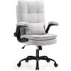 Asukale Sedia da ufficio ergonomica, in tessuto traspirante e schienale alto, regolabile in altezza e funzione basculante, 150 kg, sedia girevole con ruote, colore: grigio