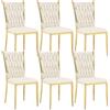 WOLTU Set di 6 Sedie Sala da Pranzo, Sedie da Cucina in Velluto, Sedie Trasparenti Moderne, Sedie di Design, Schienale Alto Gambe in Metallo, Portata 150 kg, beige