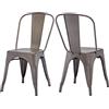 Duhome Sgabello Bar Industriale Esterno, Set di Sgabelli Bar in Metallo con Schienale, Impilabile Sgabelli da Pranzo, Sedie Ferro Sgabello per Cucina, Pranzo, Pub (2PCS, Metallico)
