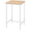 WOLTU Tavolo da Bar Quadrato, Tavolo Cucina Alto, Tavolino in Metallo & Legno per Cucina, Soggiorno, Rovere Chiaro+Bianco