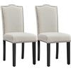 Yaheetech Set 2 Sedie da Pranzo Imbottite Tessuto Classiche Eleganti Gambe in Legno Massello per Cucina Soggiorno Portata 136 kg Beige