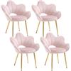 Relbiety Set di 4 Poltrona Relax Sedie da Pranzo con Braccioli e Schienale,Sedie Cucina Moderna in Velluto Poltrone da Salotto con Gambe in Metallo per Soggiorno,Camera da Letto,Rosa chiaro