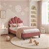 JiaOyu Letto Singolo 90x200 cm per Bambina, Struttura Letto per Bambini con rete a doghe, Giroletto Singolo Lettino imbottito in velluto con gambe in ferro dorato, senza materasso