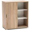 My Brand Germanvox Armadietto basso 2 ante scorrevoli, Scarpiera mobile da ingresso L.75 P.38 H.85 cm Legno laminato Rovere Sonoma, Già montato