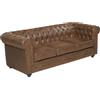 Vente-unique - Divano CHESTERFIELD 3 posti in microfibra aspetto cuoio invecchiato