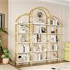 Kelodan Mensola 170 x 26 x 190 cm in stile semplice, materiale MDF tubolare in acciaio a cinque strati, spazio di archiviazione, forma unica a nuvola, facile da montare e pulire, oro + bianco