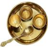 BRACOP® Set Thali Bhog in Ottone Piatto Rotondo Indiano Pooja Samagri Vassoio Decorativo Rotondo Piatto da Portata Set Thali Pooja Accessori per la casa Set di vassoi in Ottone da 5 Pezzi Regalo