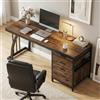 Lailang 150cm Scrivania Computer con 3 Cassetti, Scrittoio Vintage, Scrivania da Studio, Mobili Ufficio Moderni, Scrivania Gaming Marrone, Scrivania Lunga, 150 x 50 x 75 cm, Marrone Rustico