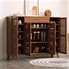 angrounps Scarpiera con 4 ante, 127x33x90cm, Porta Scarpe a 4 Livelli, Mobiletto in Legno Shoe Rack Autoportante per Ingresso Corridoio Soggiorno