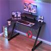 PIPIPOXER Scrivania Gaming 100x55x90.5cm, Tavolo Gaming Ergonomica con Supporto per Schermo, Desktop in Fibra di Carbonio con Porta Bicchiere e Ganci per Cuffie
