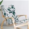WEIDPHL Cuscino Di Ricambio Per Sedia Poang, Fodera Per Poltrona Multicolore, Cuscino Per Sedia Poang Lounge Durevole, Fodera Per Sedia Lavabile E Sfoderabile,White leaf