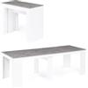 IDMarket - Consolle allungabile ORLANDO, 10 persone, 235 cm, legno bianco ed effetto cemento