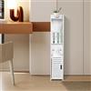 HUOLE Armadietto da bagno, mobiletto salvaspazio per WC, portaoggetti per bagno - 15 * 15 * 80 cm, bianco