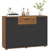HOMCOM Mobile da soggiorno a buffet con 4 armadi, cassetti e ripiani regolabili, dim. 120 x 35 x 85 cm, marrone e nero