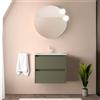 Inbagno Mobile bagno sospeso 70 cm verde satinato con lavabo in ceramica ad incasso, 2 cassetti con chiusura soft-close, GAYA
