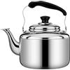 AWAING Bollitore per Stufa a Legna Bollitore da tè in Acciaio Inossidabile di Grande capacità per Piano Cottura con Fischietto con Impugnatura ergonomica Bollitore Induzione(Color:Silver;Size:5L)
