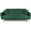 SAMIRA Divano letto clic clac in tessuto vellutato verde abete, divano 3 posti mod. Henry (Verde abete)
