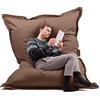 Avalon - Puff Poltrona Sacco Cuscino Gigante Thin 600L Deluxe Sfoderabile, Pouf Sacco Sartoriale, Bean Bag Tessuto Antistrappo/Impermeabile con Sacca Interna, Made in Italy (200x140cm-Marrone)