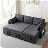 Wyibwy Divano 3 posti con funzione letto estensibile,divano angolare a L con portabicchieri e vani portaoggetti,divano componibile con chaise longue,divani modulare 3 posti,cotone e lino,Grigio
