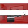 B BELINI GROUP Belini Alice, blocco cucina da 240 cm, cucina da incasso completamente attrezzata senza elettrodomestici con armadi a muro e armadi bassi, senza piani di lavoro, rosso lucido