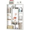 HOMASIS Libreria da Parete con 7 Cubi, Libreria Divisoria Ambiente con Protezione Antiribaltamento, Scaffale Geometrico Decorativa per Soggiorno, Studio, 60 x 20 x 90 cm (Bianco)