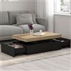 IDMarket - Tavolino rettangolare a 2 cassetti ELSA in legno nero con piano in faggio