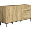 MB Muebles Bonitos, Credenza a due ante e tre cassetti Madia Soggiorno Serena, Melamina Opaca, Colore Rovere Alba, 150x80x41 cm