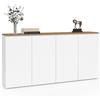 IDMarket - Credenza TOBY 160 cm con 4 ante bianche e top in legno