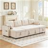 Wyibwy Divano a U con portabicchieri e 2 vani portaoggetti,divano letto 4 posti con funzione letto,divano componibile con 2 chaise longue,divano 4 posti con tasca laterale,divani a U,cotone e lino,Beige