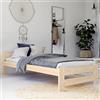 Home Collective Letto in legno 90 x 200 cm con rete a doghe, moderno letto in pino massiccio, letto singolo, in legno massello, classico, confortevole e durevole, scandinavo, stile rustico, testiera piatta, naturale