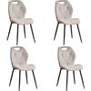 GrandCA HOME Set di 4 Sedie da Pranzo, Cucina Sedia, Imbottite e Soggiorno con Schienali in Tessuto e Gambe in Metallo con Maniglie Per Sala da Pranzo, Cucina e Soggiorno(Beige)