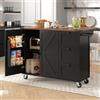 Trdlpyn Isola della cucina su ruote con piano di lavoro estraibile, carrello da cucina con due ante e tre cassetti, carrello da pranzo con venature del legno, 140 x 45 (73) x 92,5 cm